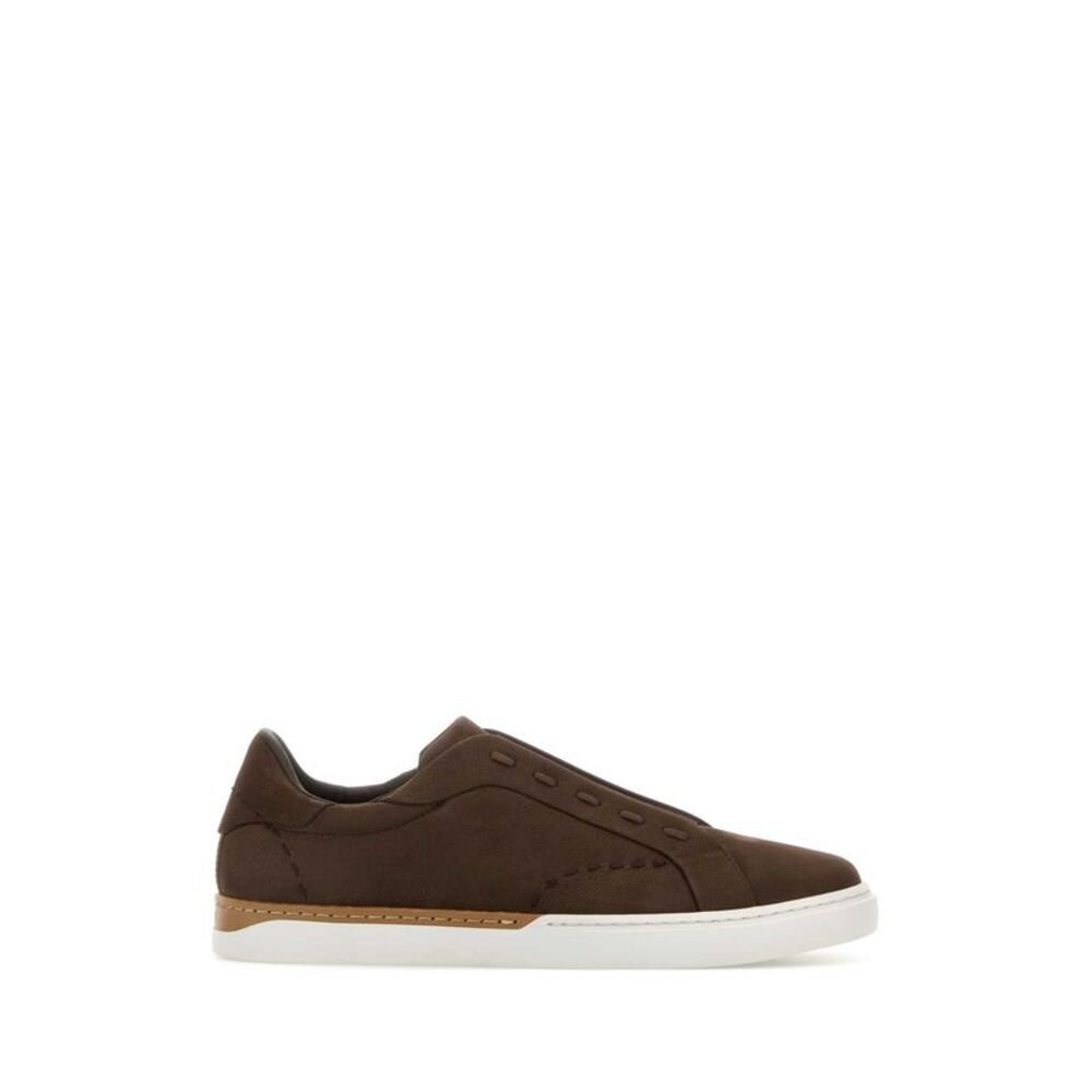 Fendi Men Brown Leather Fendi City Sneakers